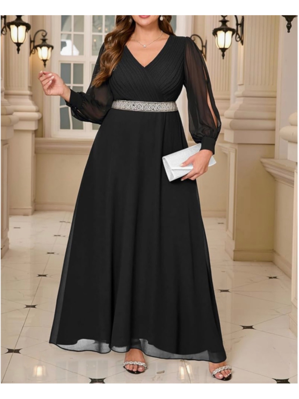 NEW Pinup Fashion Plus Size Formal Dress Long Sleeve Evening Gown 20W